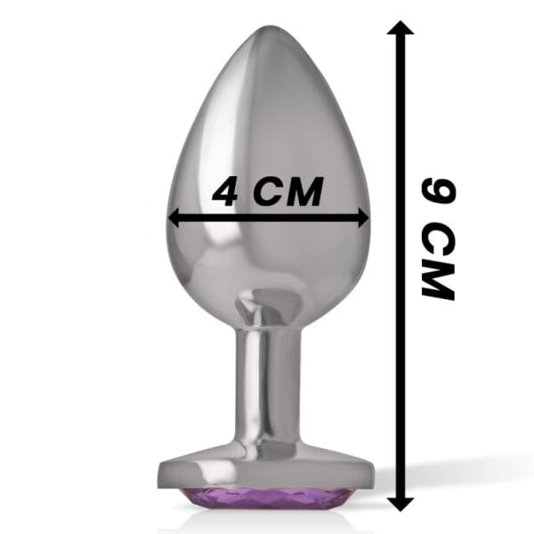 INTENSE - ALUMINUM METAL ANAL PLUG WITH VIOLET CRYSTAL SIZE L 5
